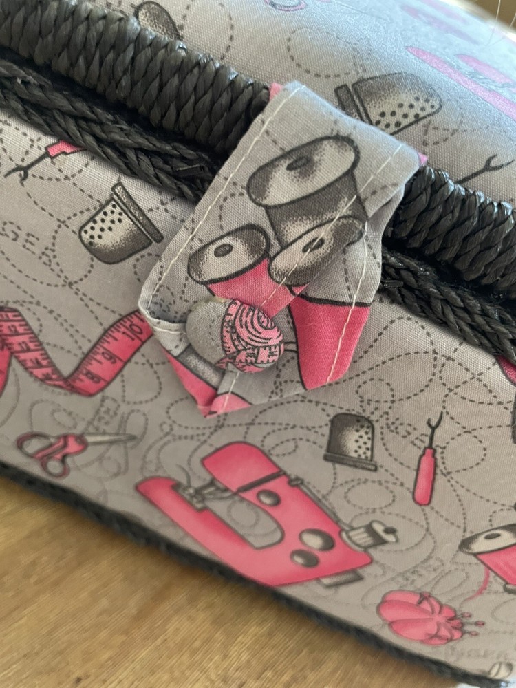 Pink Grey And Black Sewing Basket
