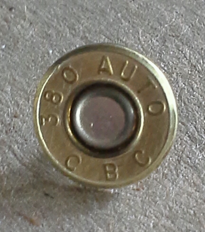 .380 Auto Bullet Lapel Pin. Unique un-dented primer! Most caliber available