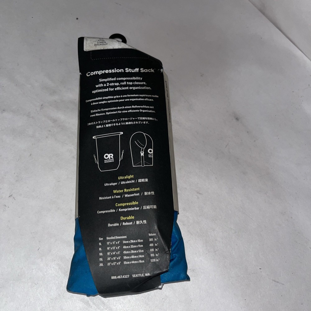 Outdoor Research 20 L Blue Compression Stuff Sack