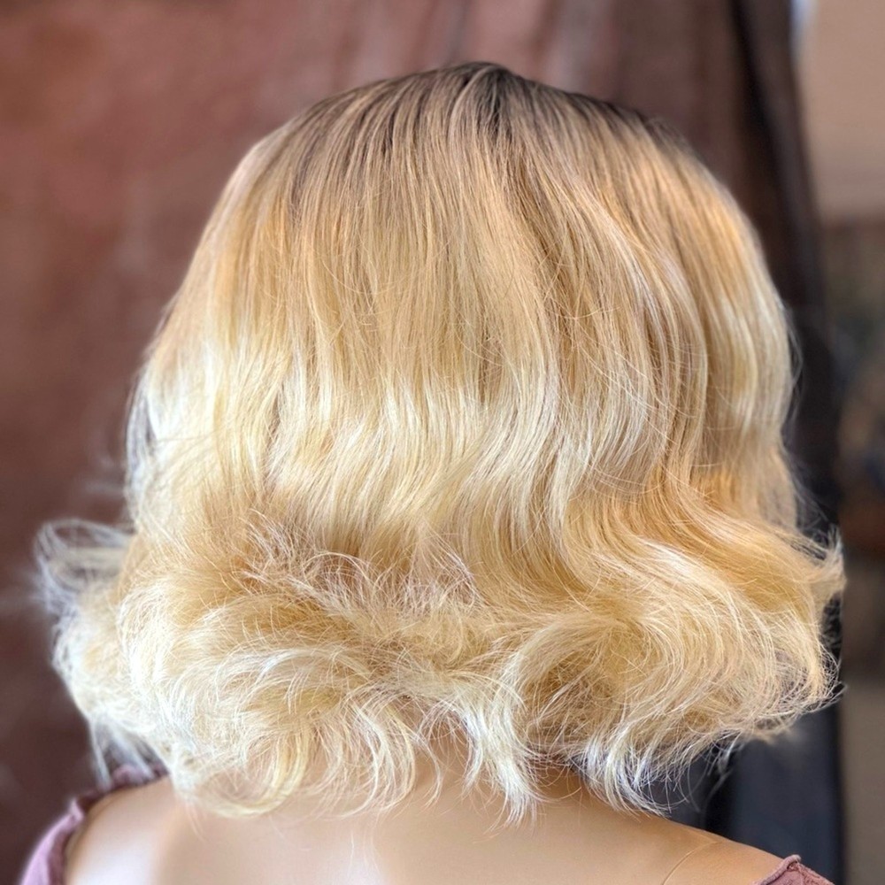 Blonde Ombre Wig Dark Roots Wavy