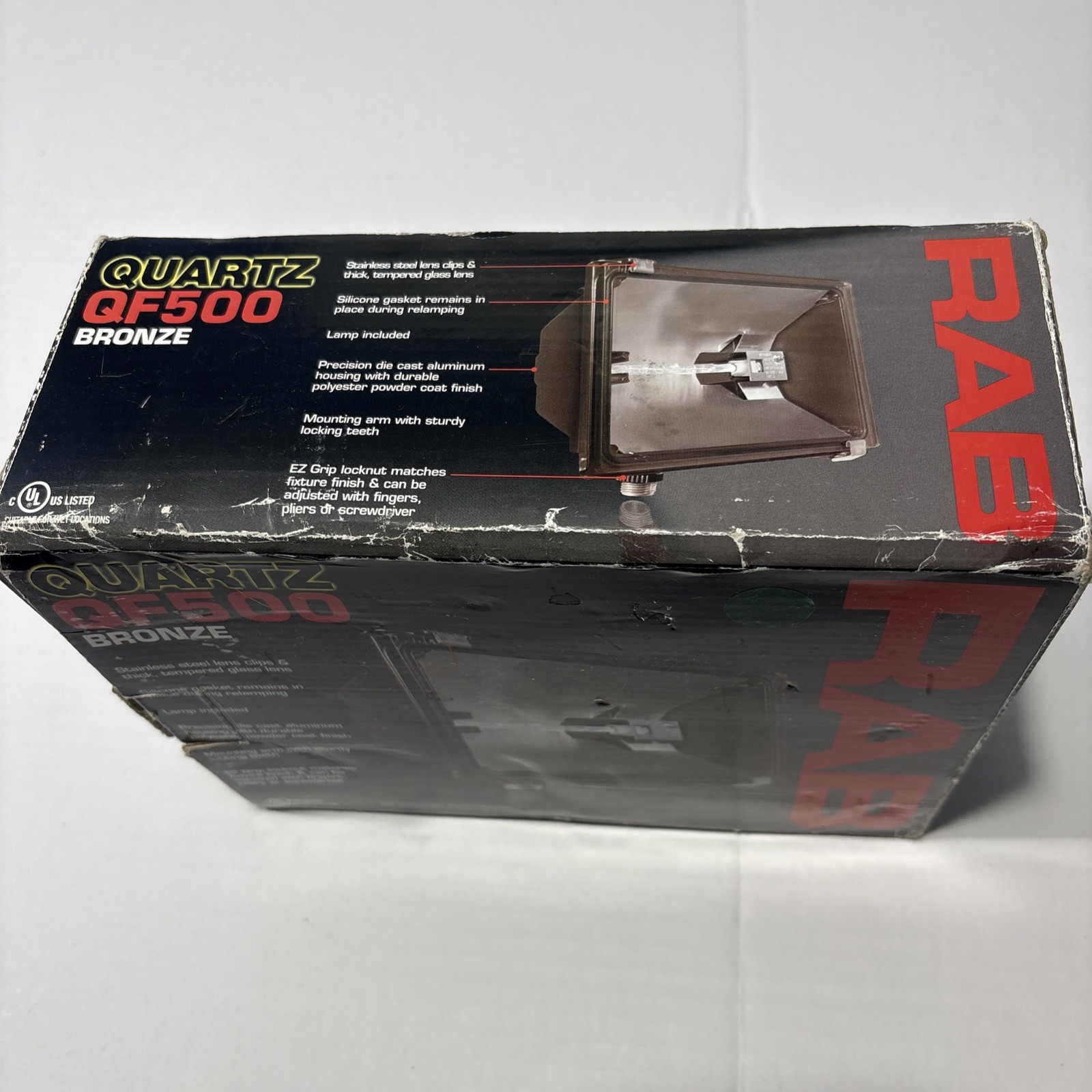 RAB QF500 Bronze Quartz Halogen Outdoor Floodlight lamp, Unused-Missing Bulb