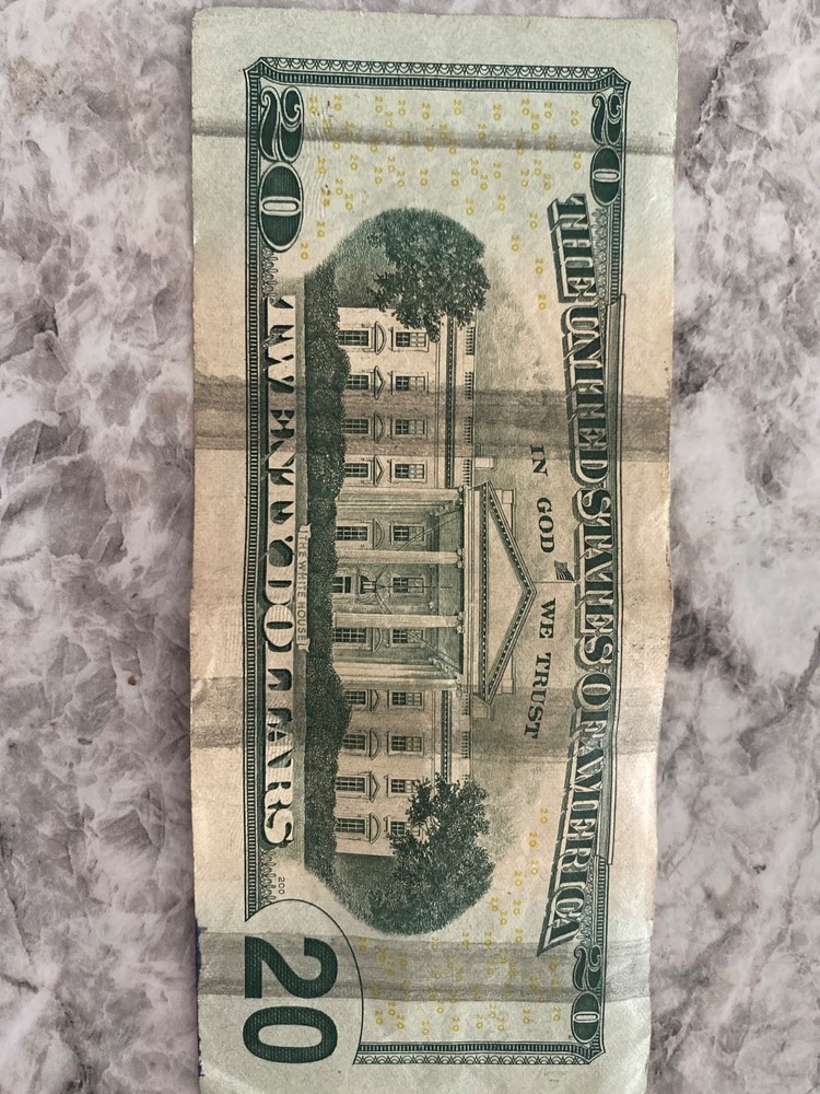 2013 $20 Dollar Bill Over Inked Error, bleed through