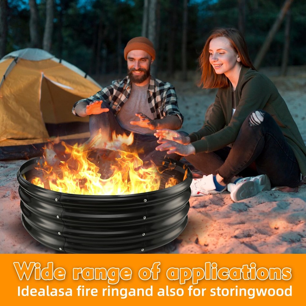 60" Round Galvanized Steel Fire Ring Pit for Backyard,Camping,Bonfire; Round ...