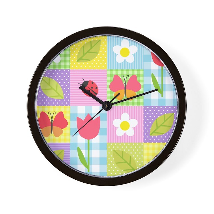 CafePress Colorful Patchwork 10" Wall Clock (1129170244)