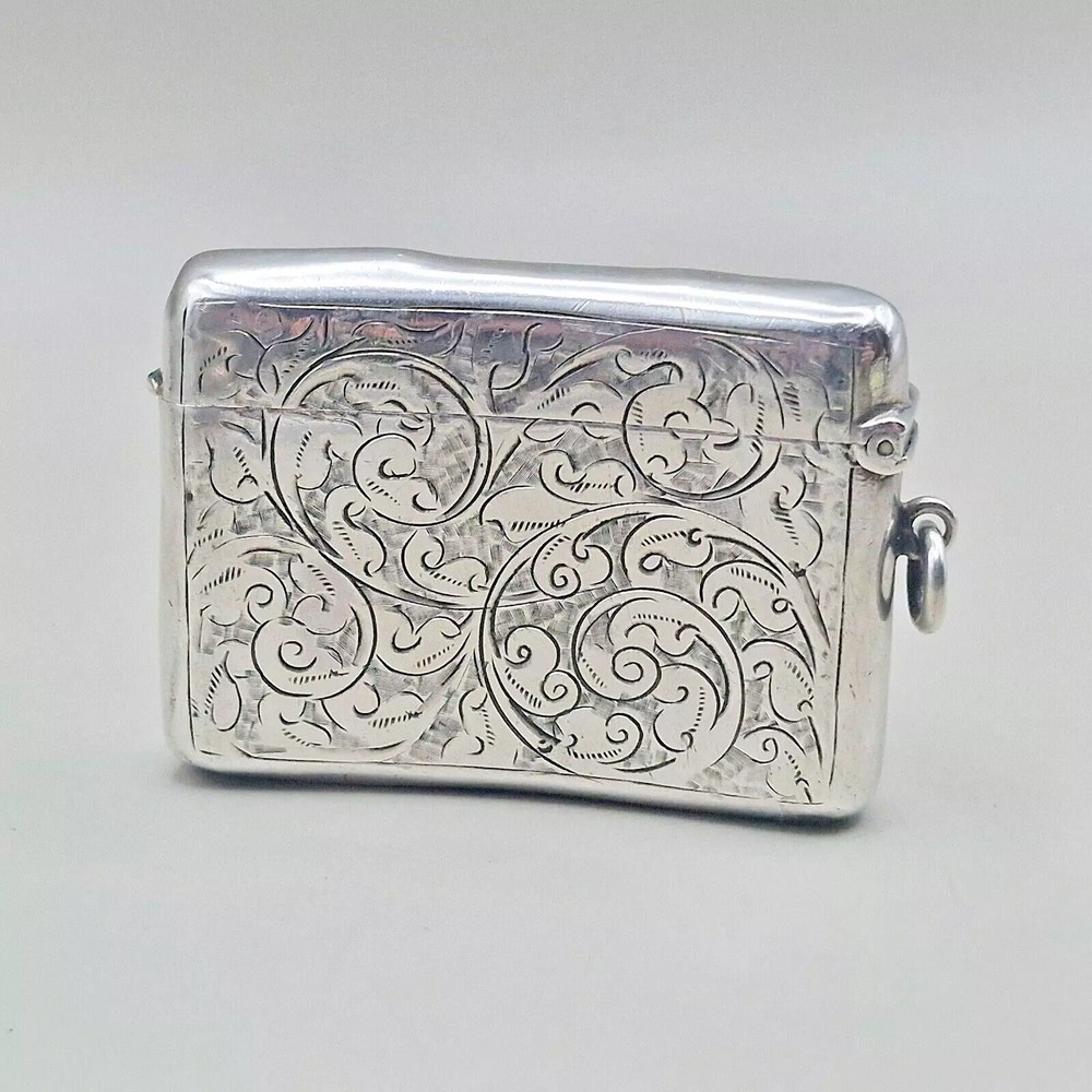 Rare Solid Silver Vesta Case With Two Compartments by Thomas & Marshall 1906
