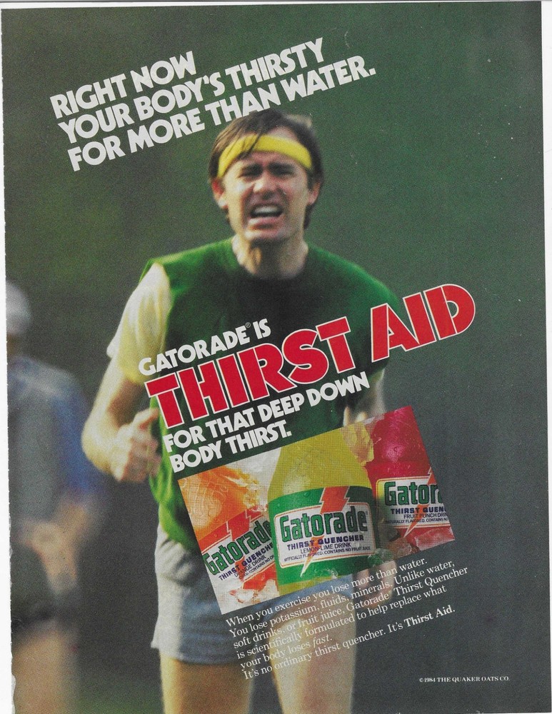 GATORADE IS THIRST AID RUNNING  ORIGINAL PRINT AD