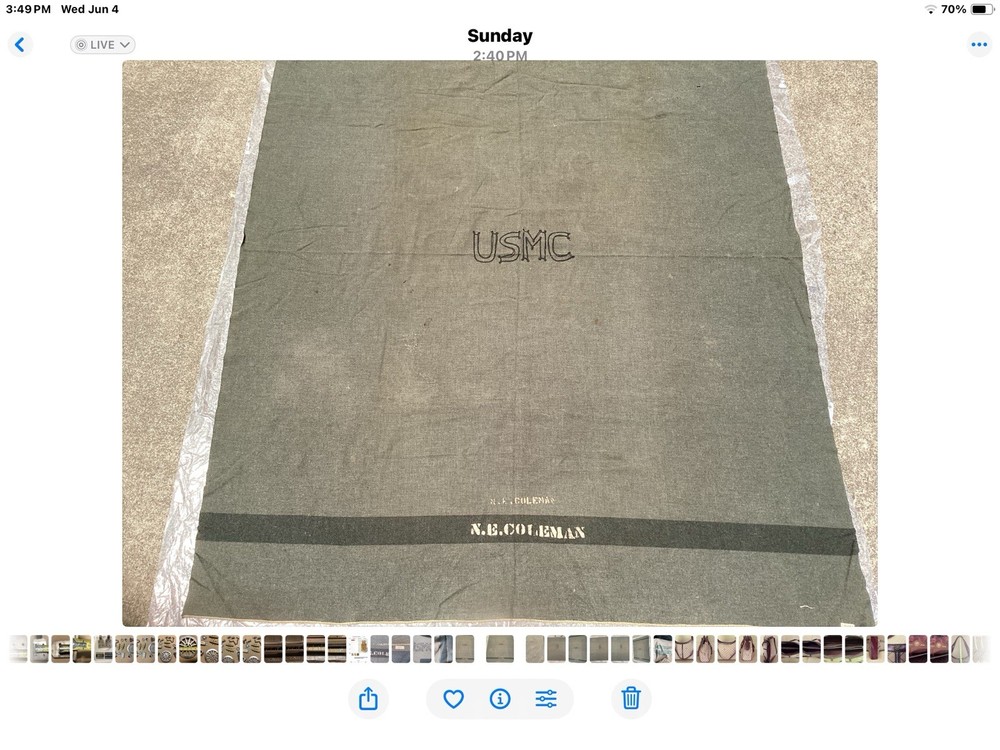 WW2 Marine Canvas Ditty Bag Drawstring N. E. Coleman