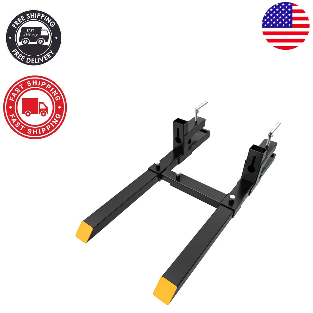Adjustable Heavy Duty 43" Tractor Forks with 2000 lbs Capacity - Quick Install