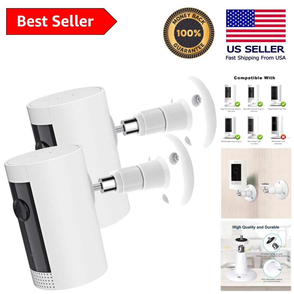2-Pack Ring Camera Wall Mount - 360° Adjustable Bracket for Indoor & Outdoor Use