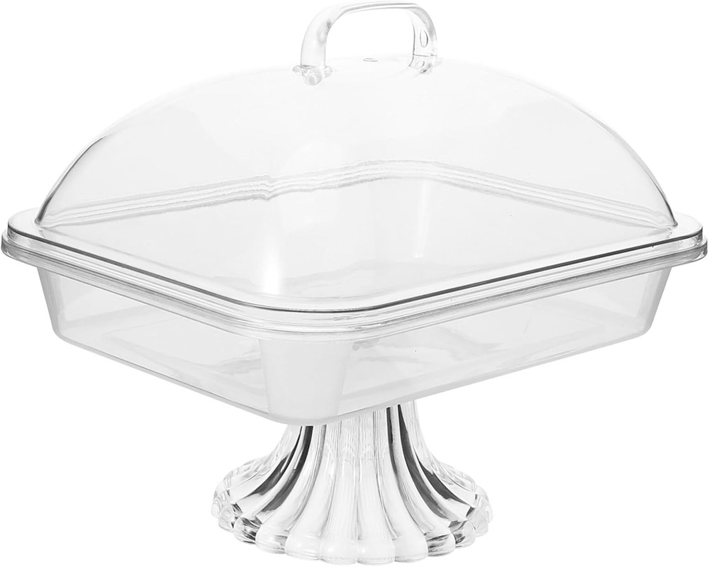 1 Set Clear Cake Stand with Lid Cake Stand with Acrylic Dome Rectangular Serving