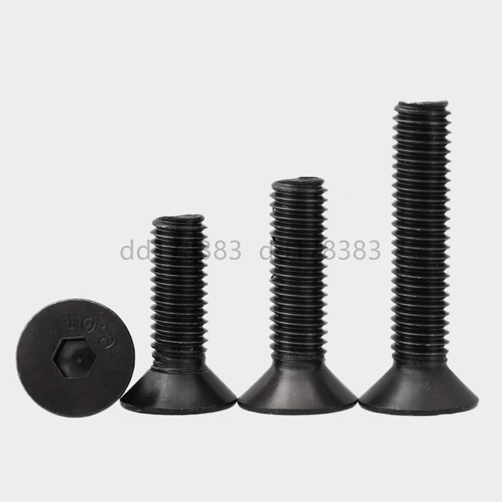 Black 10.9 Steel Hex Socket Bolts Countersunk Flat Head Screws Left Hand Thread