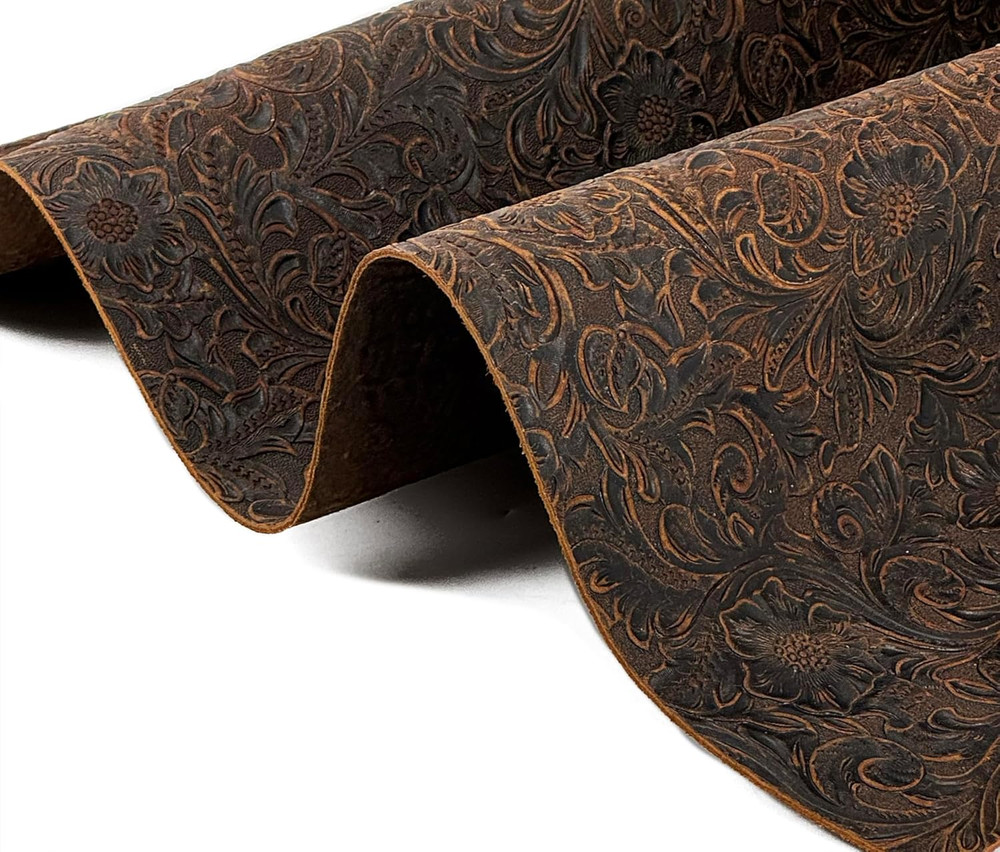 Western Style Bump Texture Geometric Pattern 2.0Mm(5-5.5Oz) Genuine Leather Shee