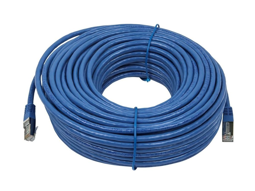 Cat6A 100ft Blue Patch Cable Double Shielded (S/FTP) 100 Feet,