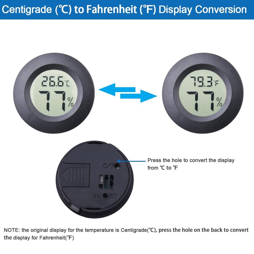 2-Pack Mini Hygrometer Thermometer Fahrenheit or Celsius Meter Digital LCD...