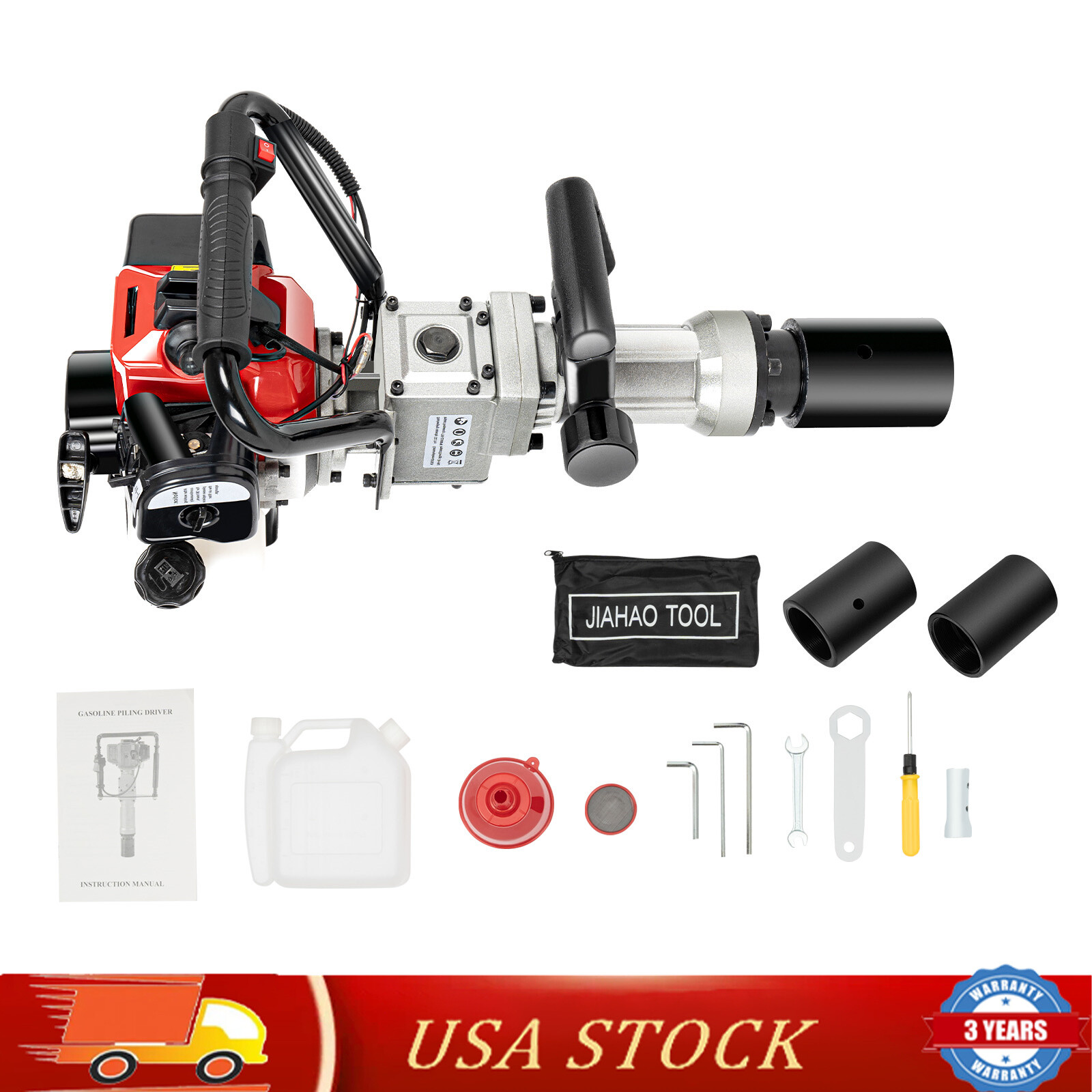 32cc Gas Powered T-Post Driver 2 Stroke Pole Pounder Pile Driver Hammer Portable