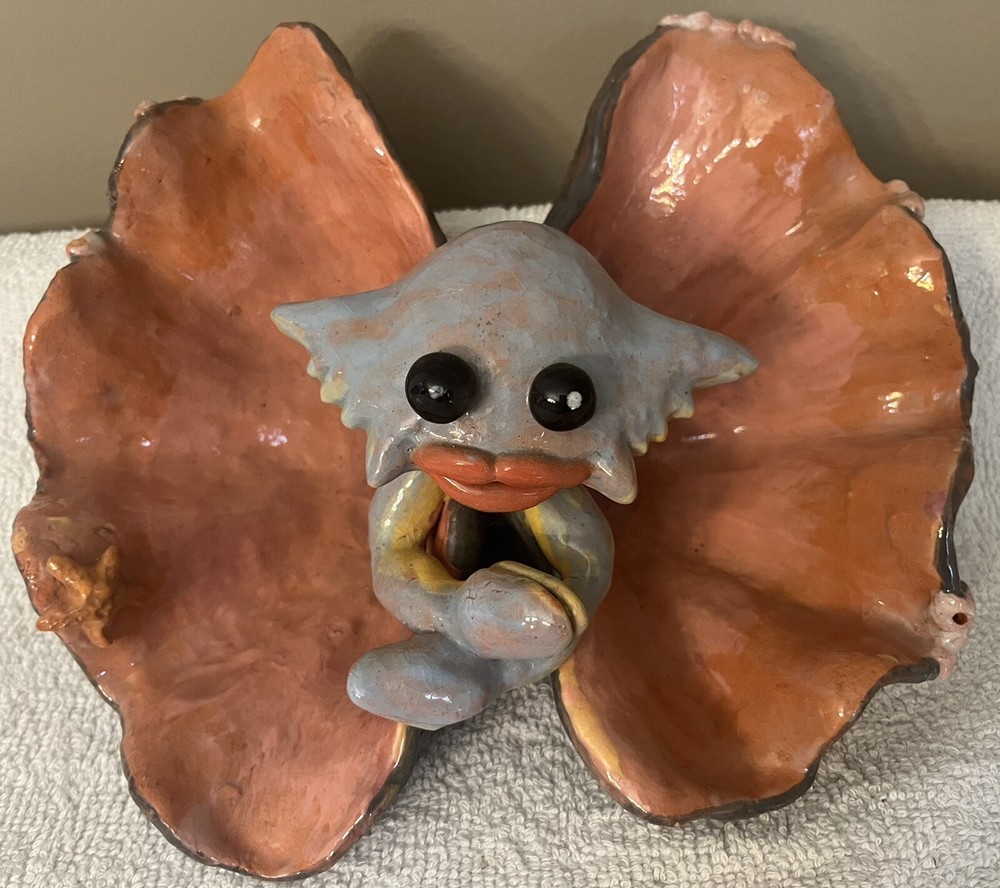 Handmade 2 Section Beach Theme Crab Display Serving Dish 10” wide