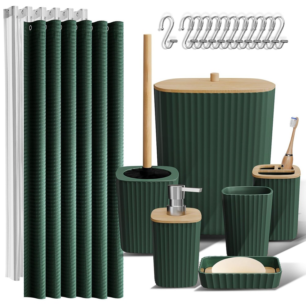Bathroom Set - Bathroom Set, Bathroom Accessory Set, Shower Curtain Set, Brus...