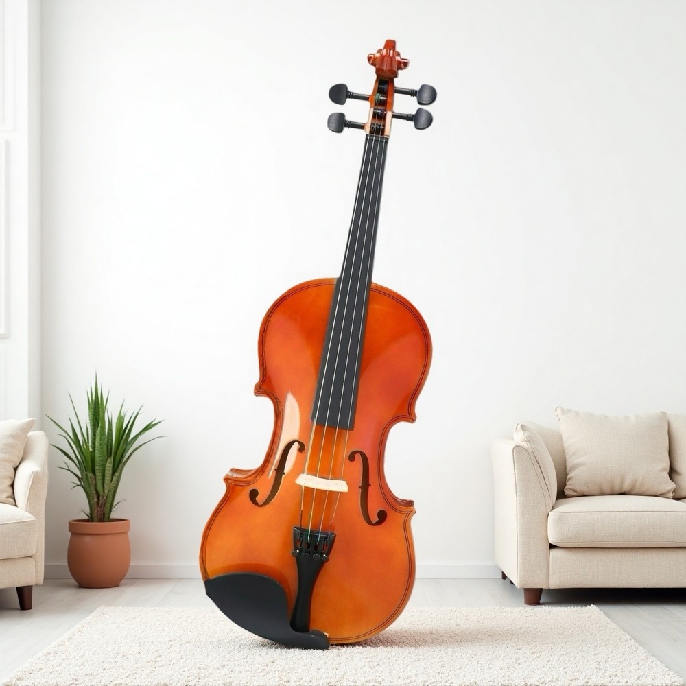 4/4 Full Size Acoustic Beginner Violin Set - Shoulder Rest, Strings, Natural