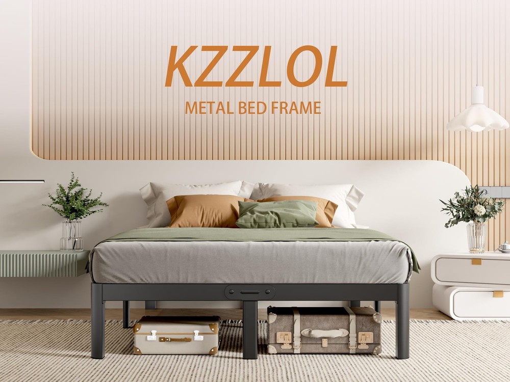 Full Size Bed Frame 16 Inch, Metal Platform Full Bed Frame No Box Spring Need...