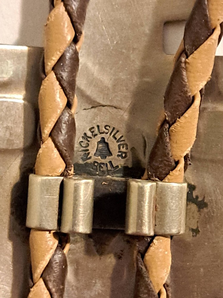 Leather 35" Bolo Tie Nickel Silver Bell Thunderbird