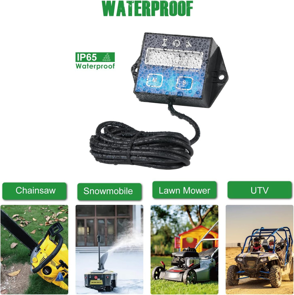 Digital Small Engine Tachometer Hour Meter,Resettable Hours,Replaceable Battery