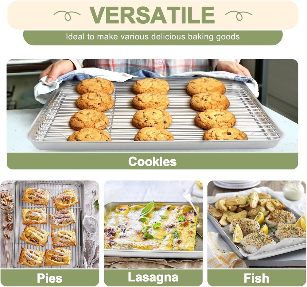 TeamFar Baking Sheet with Rack Set (3 16'' & 12.5'' 9'', Silver
