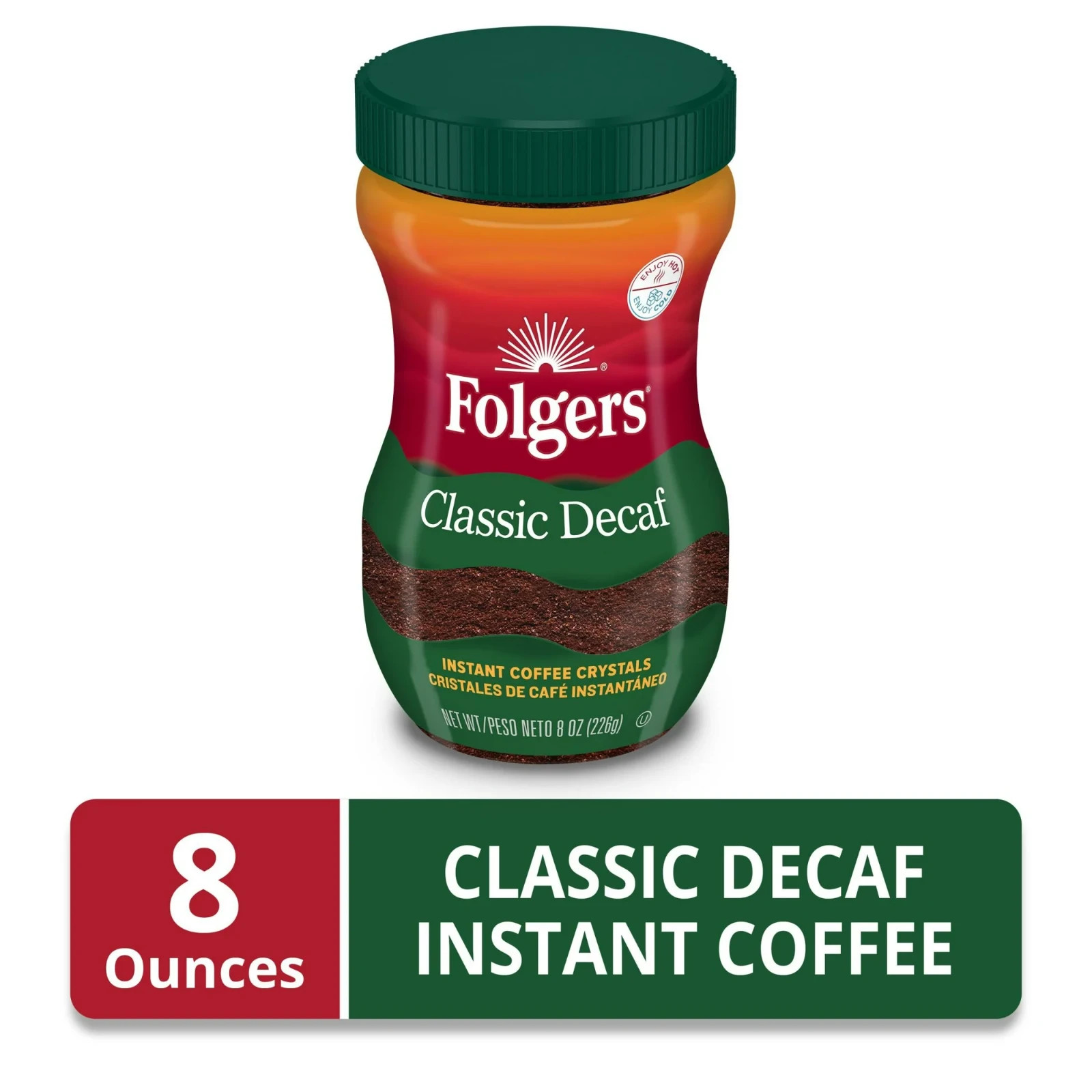 Folgers Classic Decaf Instant Coffee, 8 oz Jar