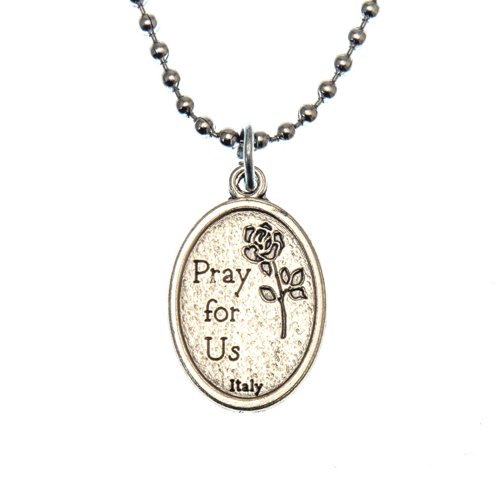 Saint St Francis Of Assisi Pray For Us 1" Medal Pendant Necklace 24" Chain Italy