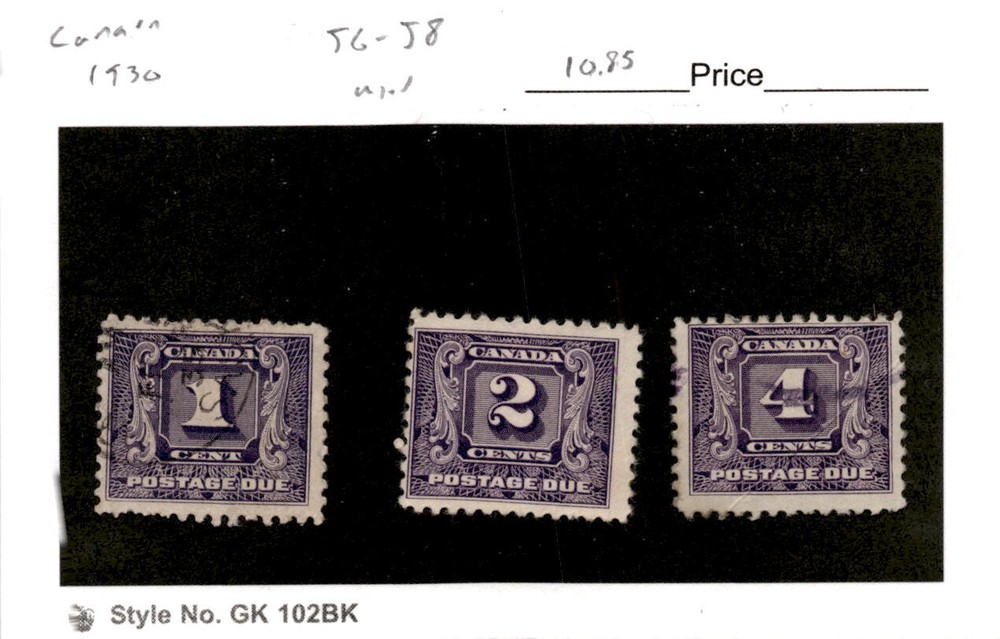 Canada, Postage Stamp, #J6-J8 Used, 1930 Postage Due (AC)