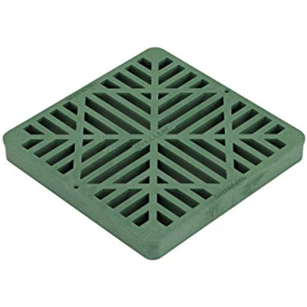 NDS Square Catch Basin Drain Grate, 9 in., Green Plastic