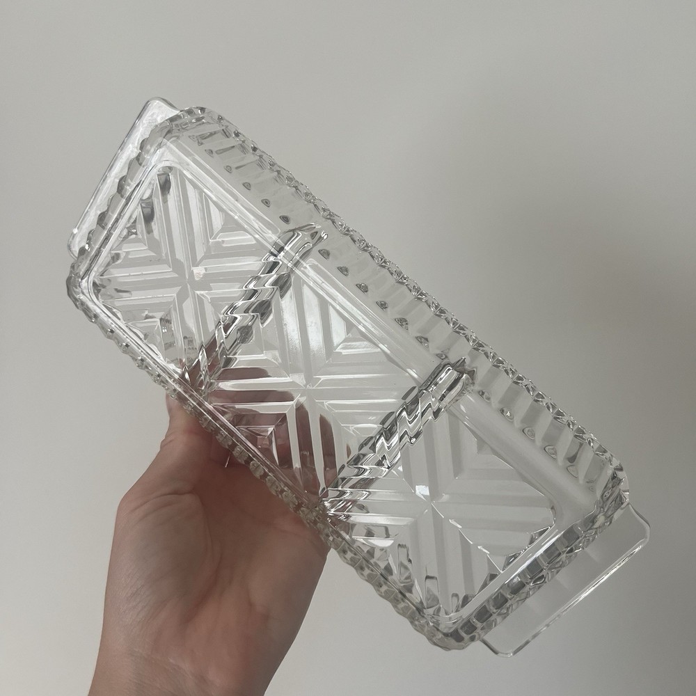 Vintage Glass Rectangular Trinket Tray - 3 Compartments