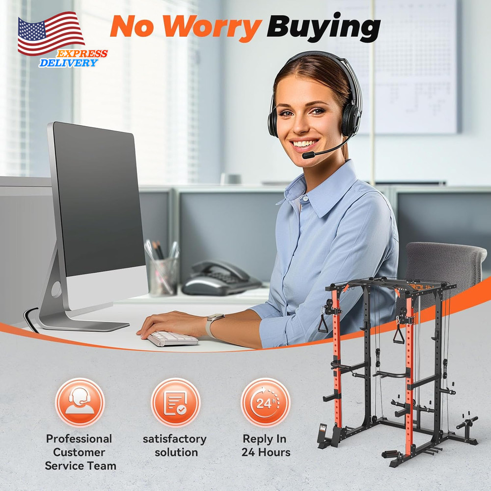 FLA01 Power Cage Multi Function Squat Rack with Cable Crossover System,2000Lbs C