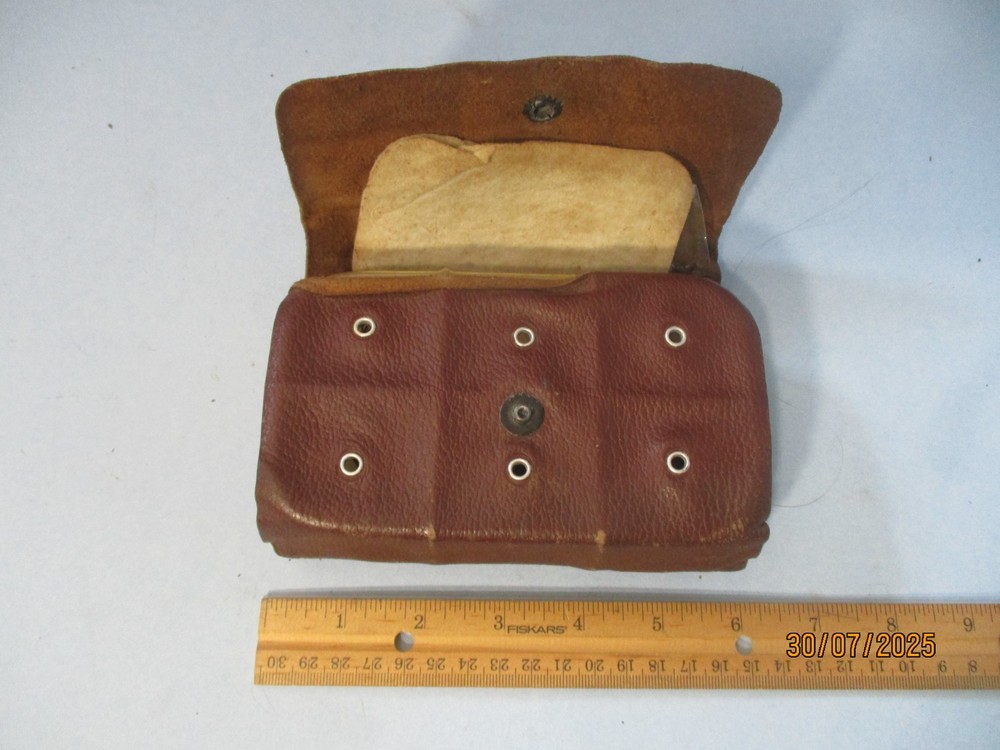 Vintage Leather BOUND Fly WALLET / FLY STORAGE BOX Felt Storage Pages