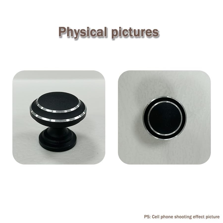 8 Pcs Alloy Black Drawer Knobs Round Cabinet Drawer Pulls Handles with Screws