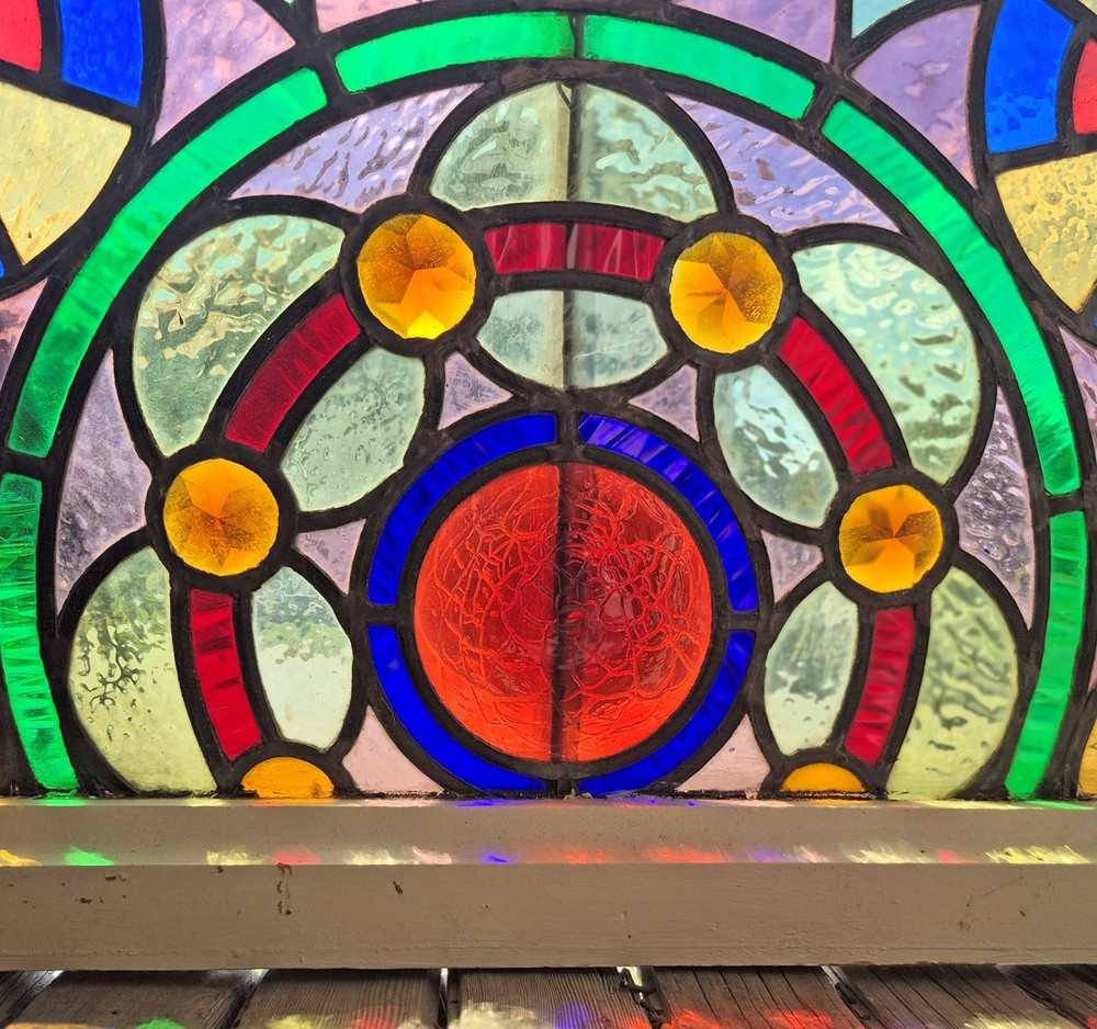 VICTORIAN STAINED GLASS ARCH WINDOW GOTHIC FRAME (2)
