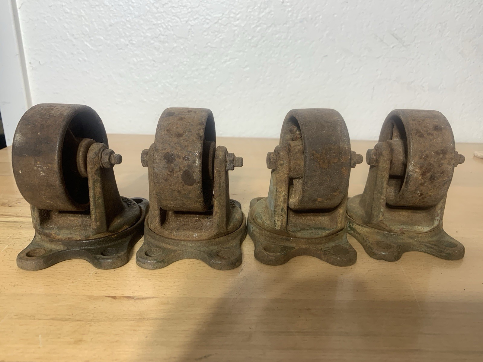 Antique Payson Cast Iron Swivel Casters Industrial Wheels with Grease Fittings