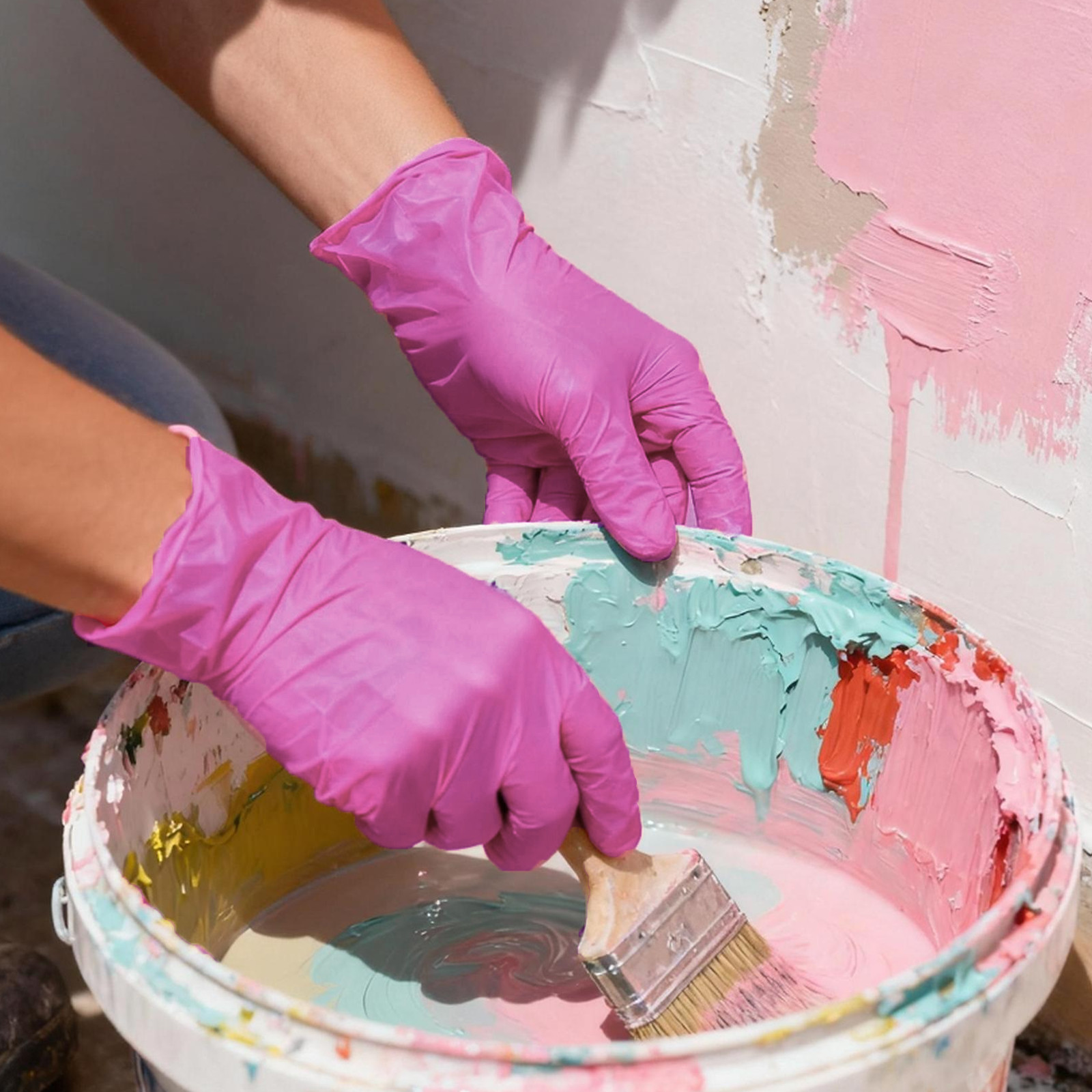 100Pcs Nitrile Exam Disposable Rose red Gloves, Latex & Powder Free