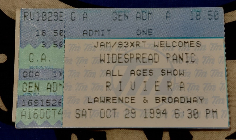 WIDESPREAD PANIC - OCTOBER 29, 1994 - RIVIERA - TICKET