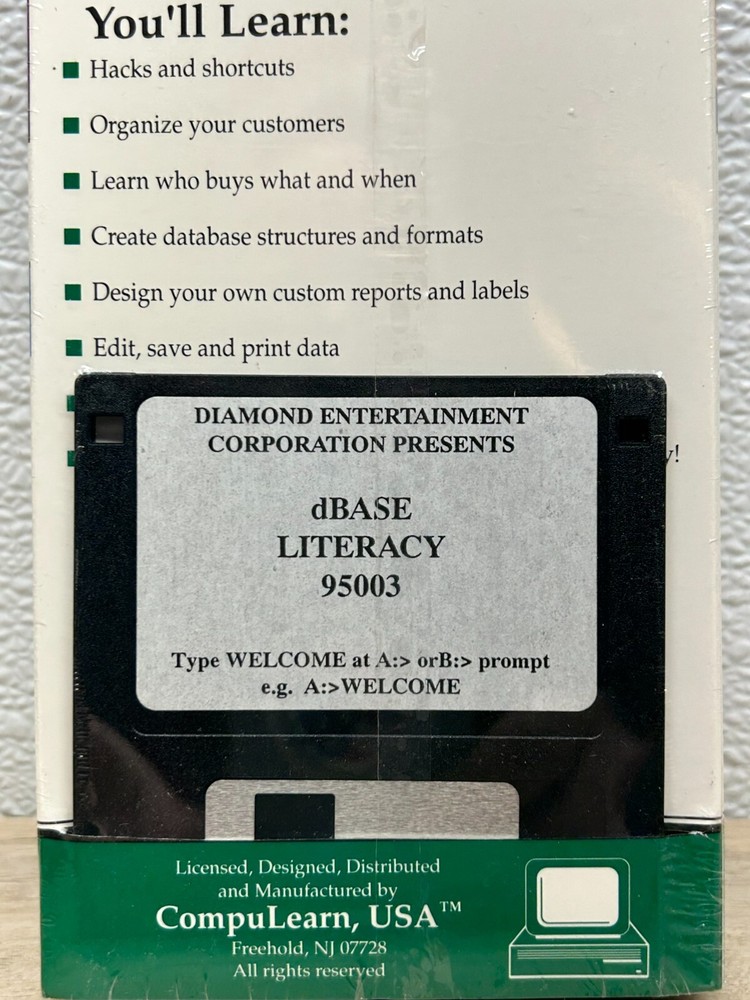 Vtg dBASE Literacy VHS With Floppy Disc For IBM & Compatible Computers Sealed