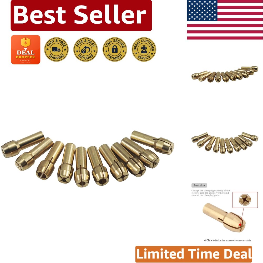 Assorted Sizes Brass Collets - 10-Piece Set for Precision Rotary Tool Use