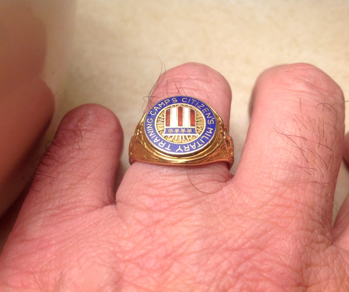 1920s US Citizens Military Training Camps RGP 14K Gold Shell Men's Ring SZ 10.25