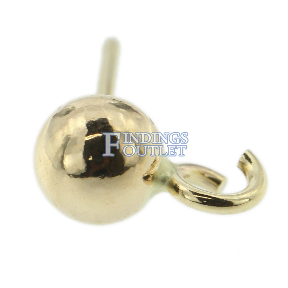 14k Yellow Gold Round Ball W/ Loop Stud Earring Mounting Setting Push Back Post
