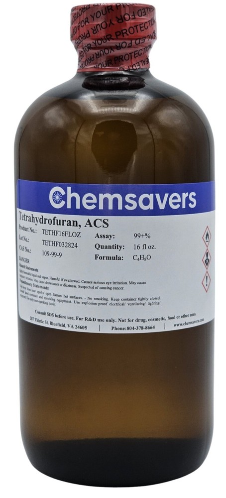 Tetrahydrofuran, ACS, 99+%, 16 fl oz.