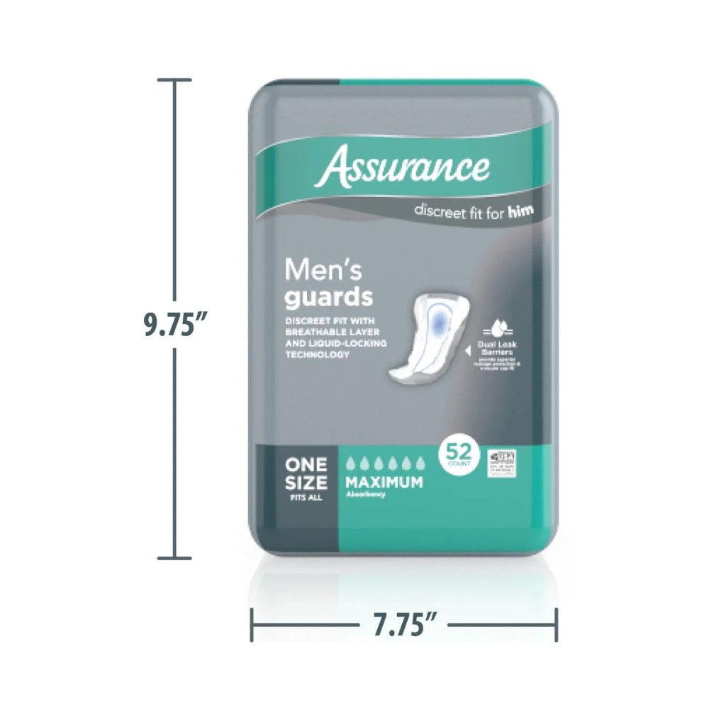 Assurance Men’s Guards, Maximum Absorbency, 52 Count, Easy use and convenience