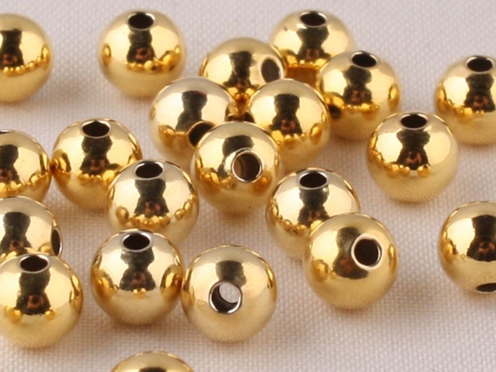 20Pcs New Fashion Authentic 14K Yellow Gold Bead 3mm Lucky Loose Beads For DIY