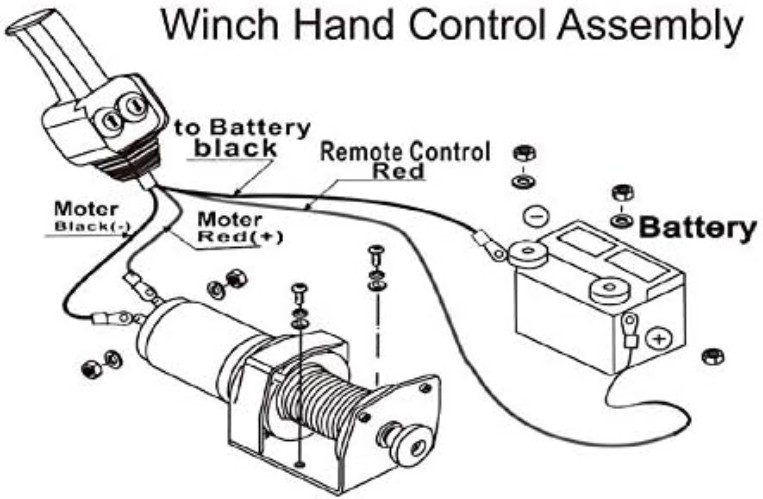 Winch Hand Control Assembly Yellow - 12V Electric Winch Replacement Part for ...