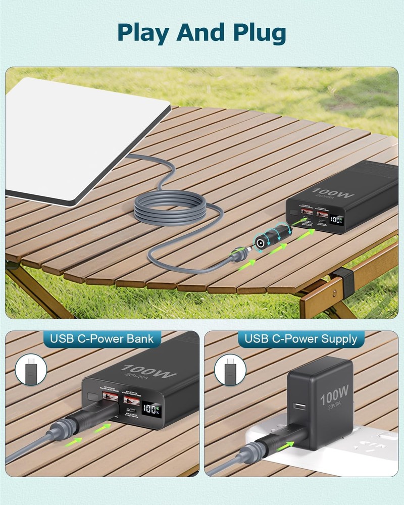 2 PCS Starlink Mini Cable Adapter DC to USB Type C DC-USB C Connector, Black