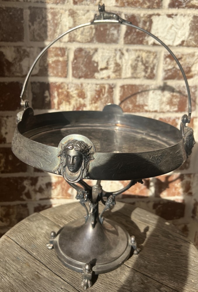 Silver Plate Cake Pan Wedding Fox, Faces, Rams