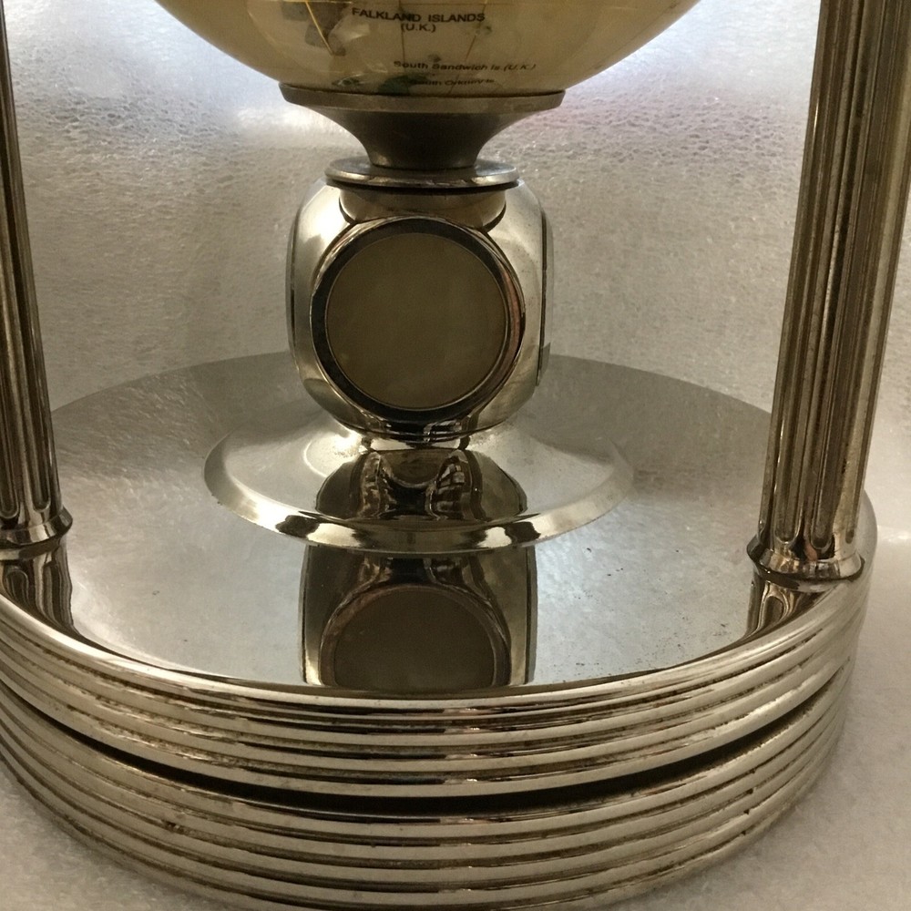 Vintage Gemstone Globe Silver Base with Temperature/ Barometer