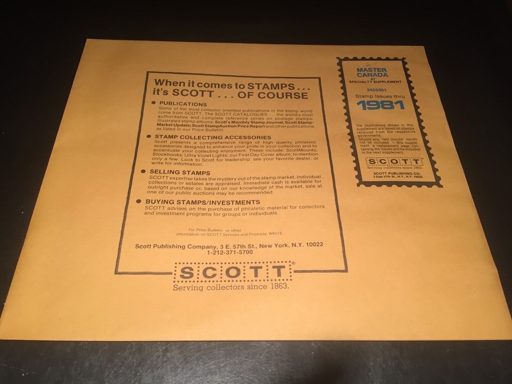 Scott Stamp Album Pages Master Canada Supplement #7 - 1981 - New
